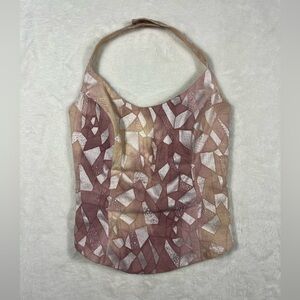 Geometric Beaded Striped Patterned Halter Corset Top